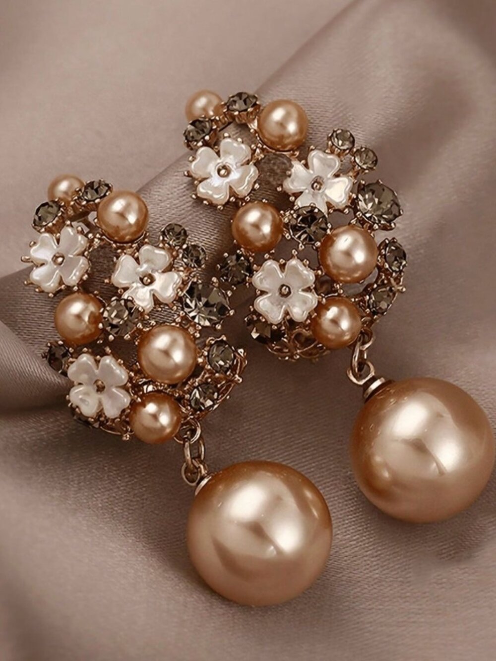 GLAM Rhinestone Flower Earrings NEW